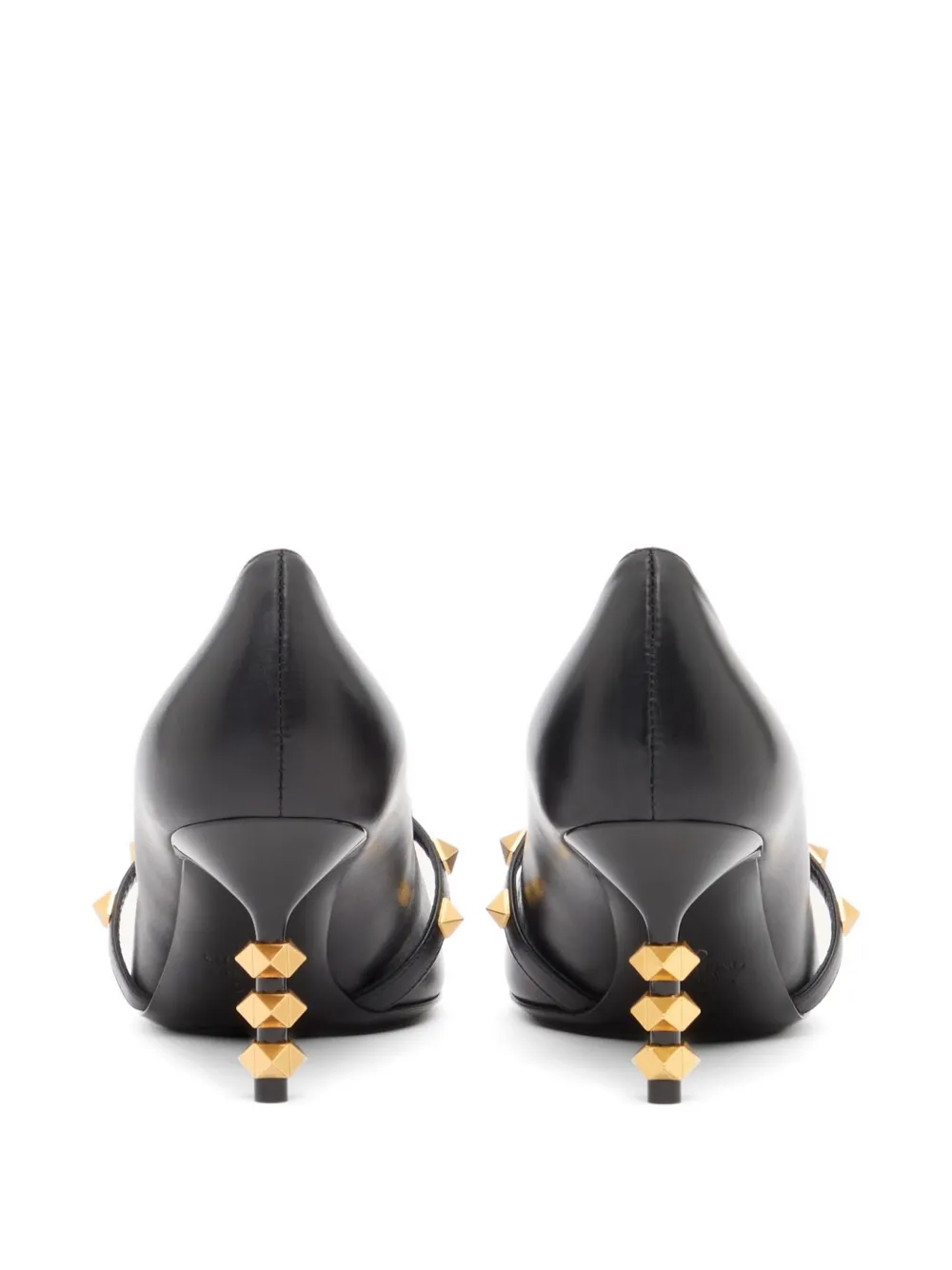 Valentino Garavani Rockstud kalfsleren pumps met sculpturale hak 70 mm Zwart