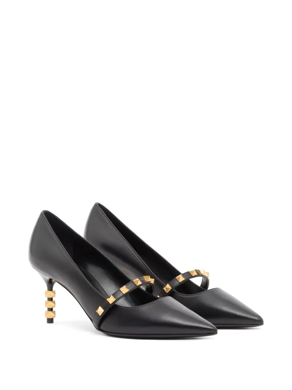 Valentino Garavani Rockstud kalfsleren pumps met sculpturale hak 70 mm Zwart