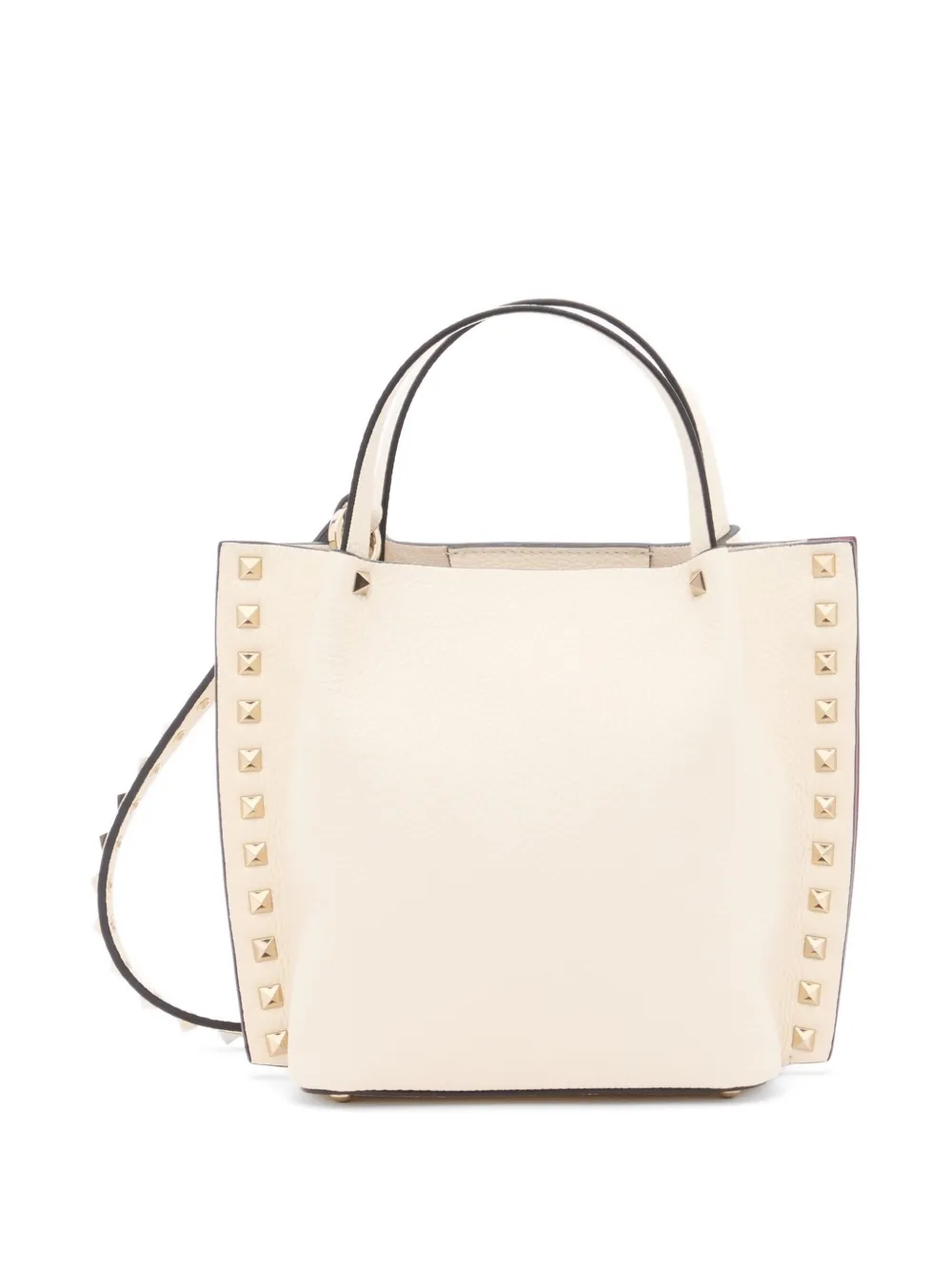 Valentino Garavani Rockstud kleine shopper van korrelig kalfsleer Beige