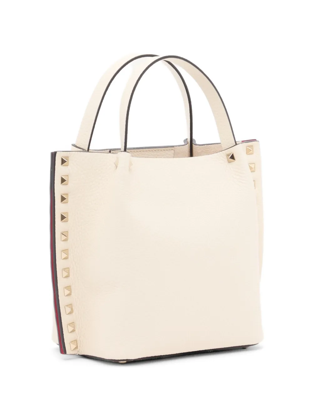 Valentino Garavani Rockstud kleine shopper van korrelig kalfsleer Beige