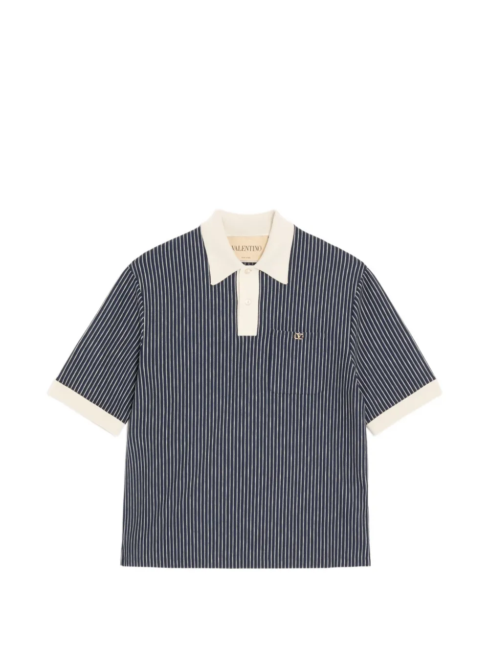 Valentino Garavani viscose T-shirt with striped VLogo embroidery - Blu