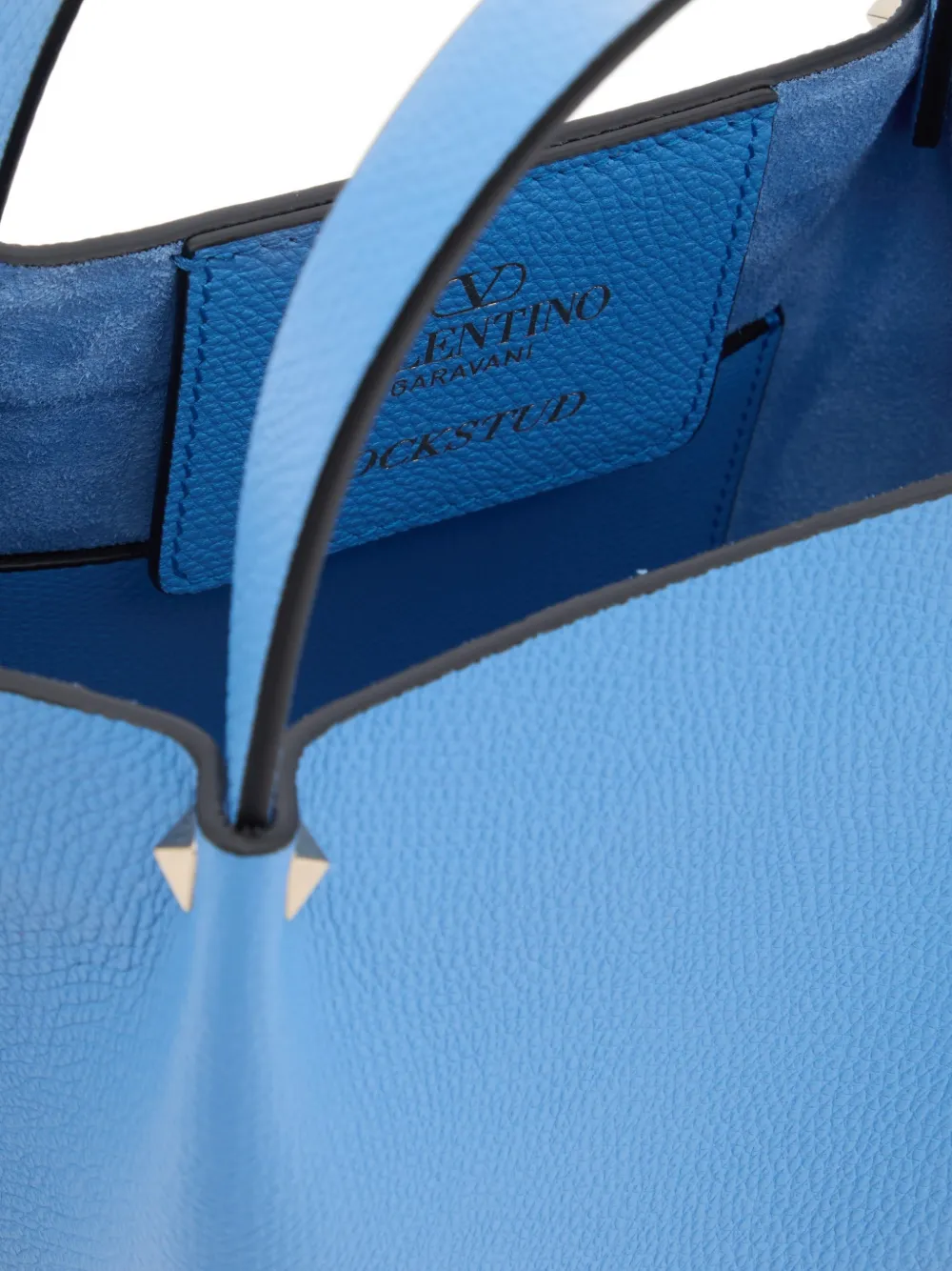 Valentino Garavani Rockstud kleine shopper van korrelig kalfsleer Blauw