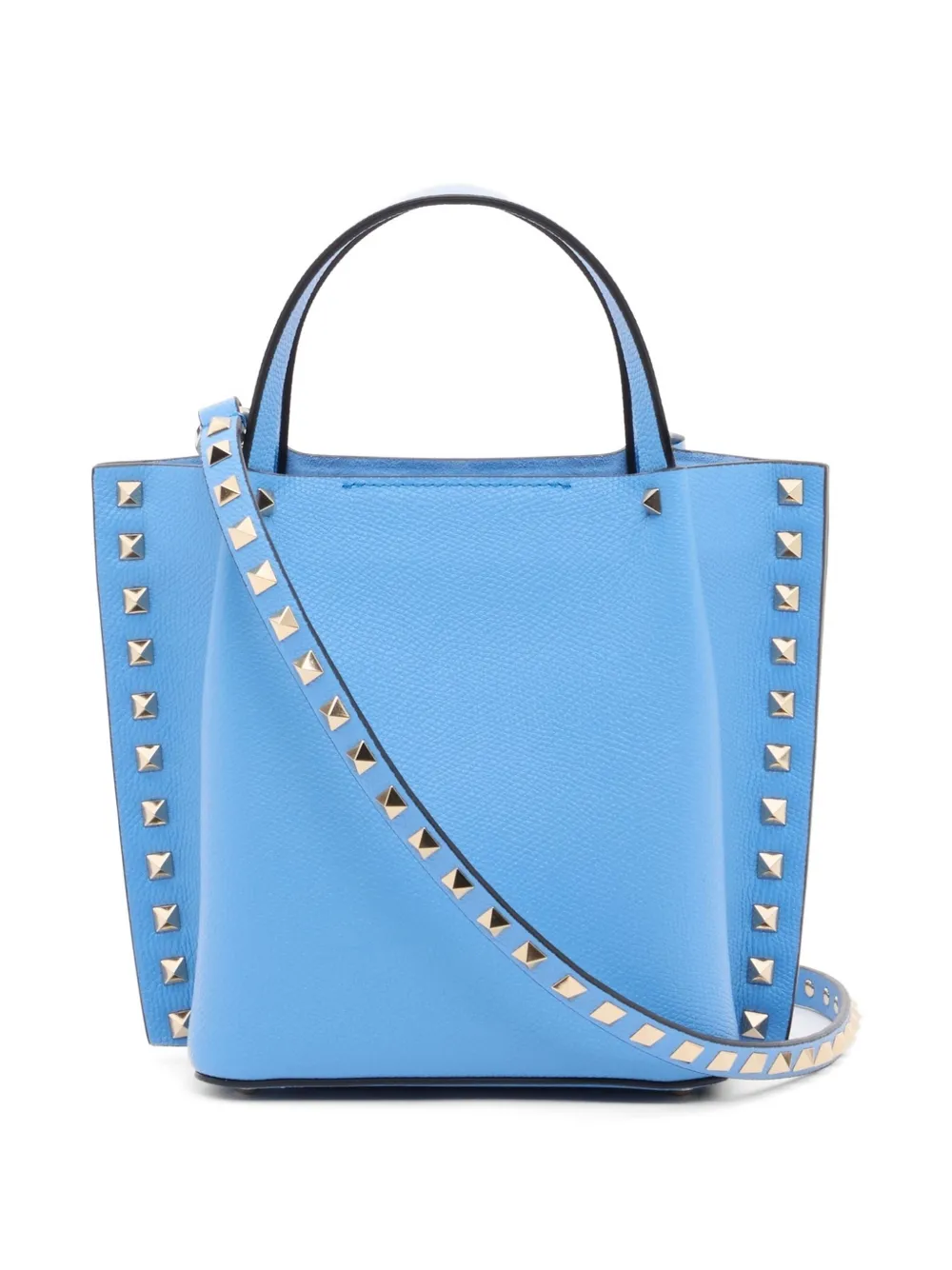 Valentino Garavani Rockstud kleine shopper van korrelig kalfsleer Blauw
