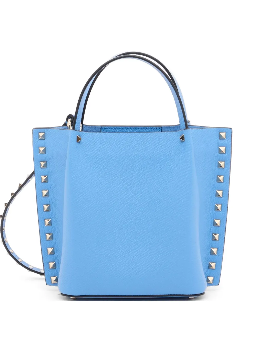 Valentino Garavani Borsa shopper Rockstud piccola in pelle di vitello zigrinata - Blu