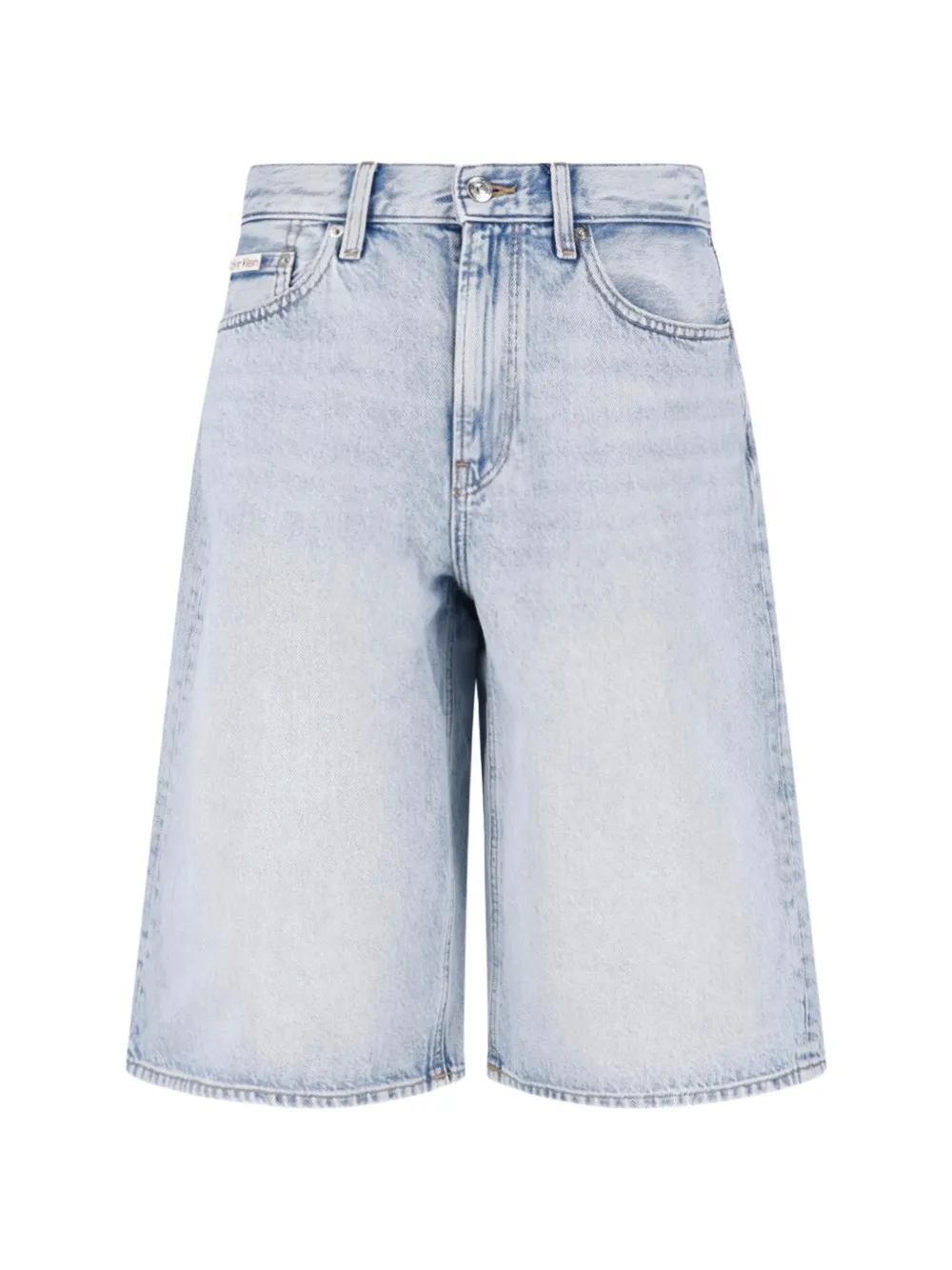 Calvin Klein logo-patch denim shorts - Blu
