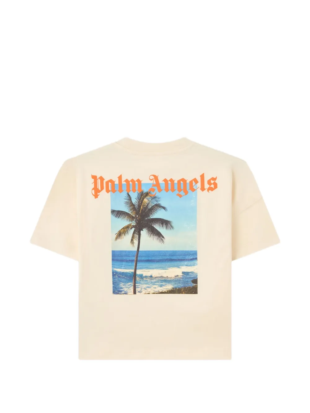 Palm Angels Kids Katoenen T-shirt met logoprint Beige