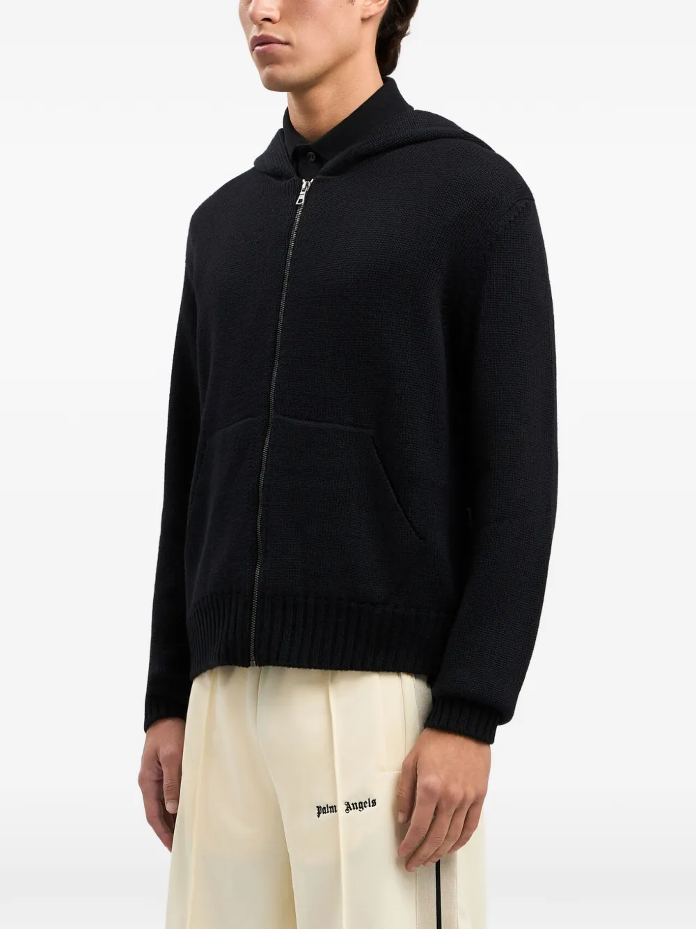 Palm Angels Hoodie met rits Zwart