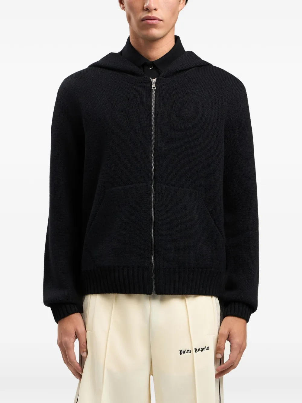 Palm Angels Hoodie met rits Zwart