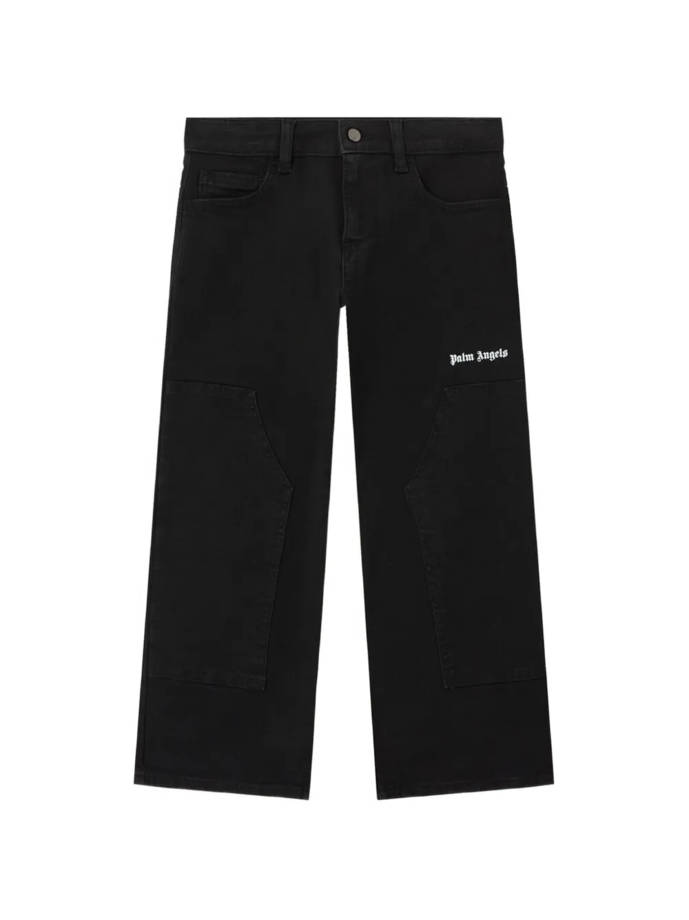 Palm Angels Kids logo-print panelled jeans - Black
