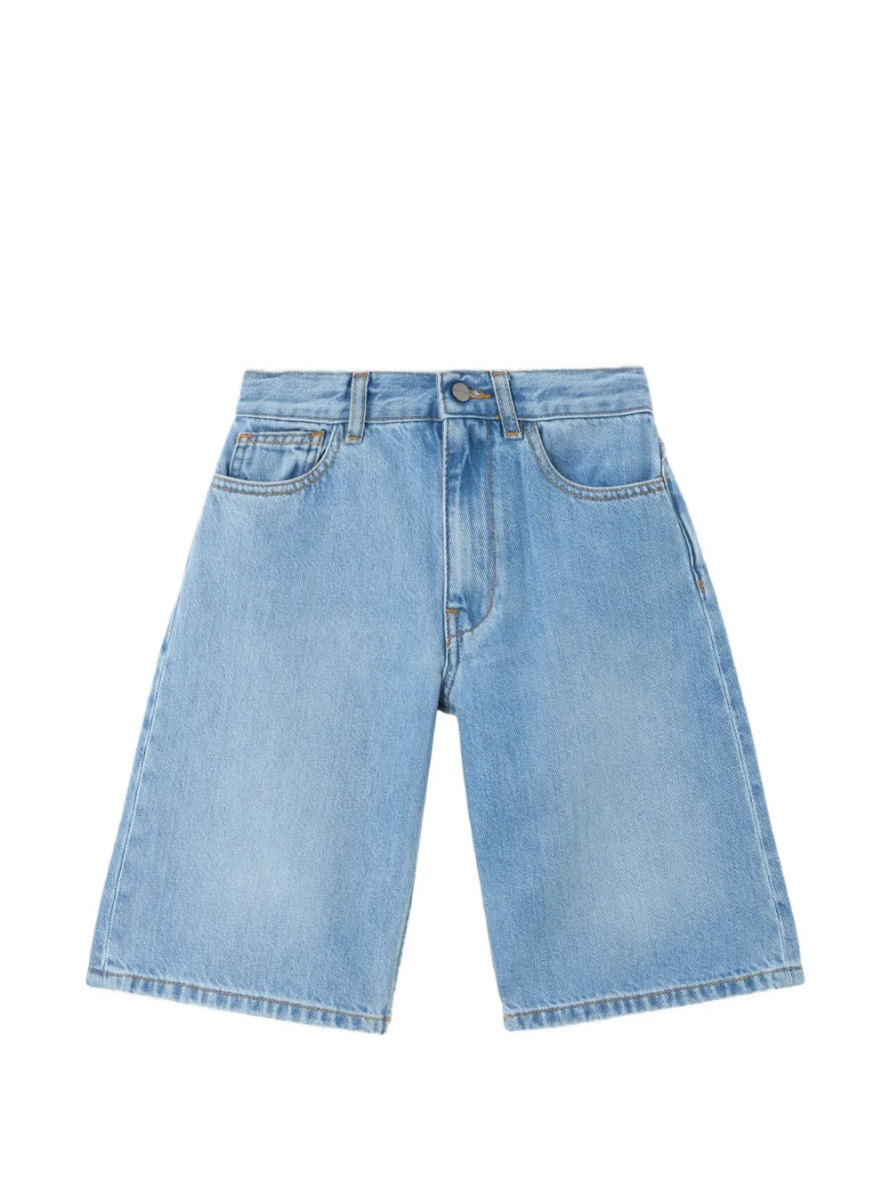 Palm Angels Kids logo-print denim shorts - Blu