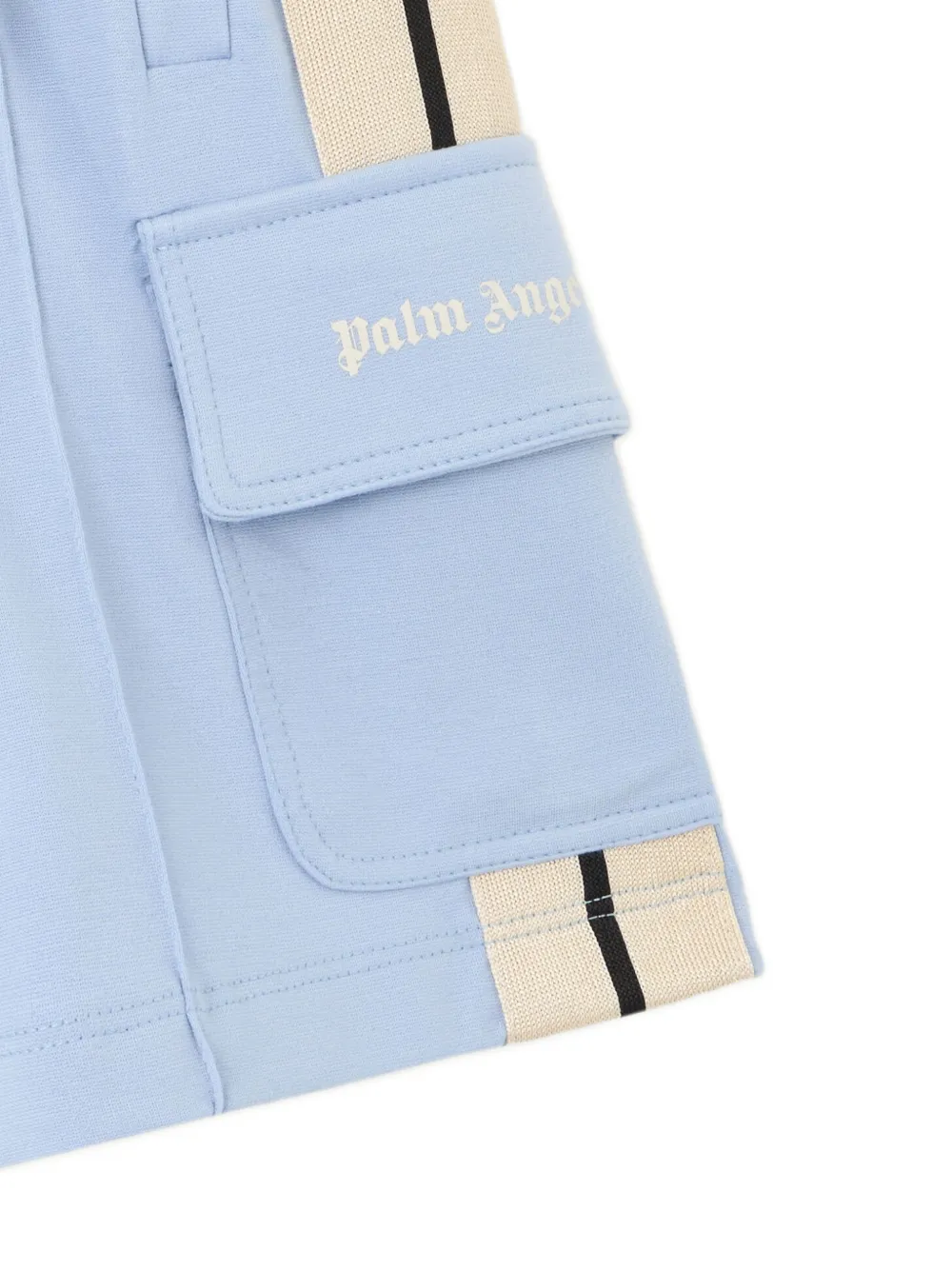 Palm Angels Kids cargo shorts met zijstreep Blauw