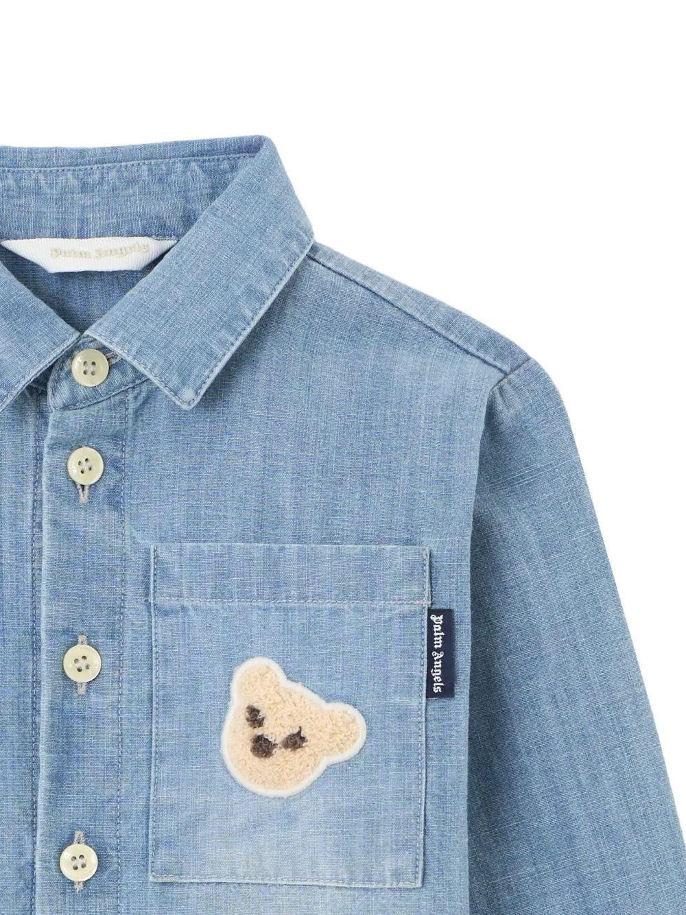 Palm Angels Kids Overhemd met beerpatch Blauw