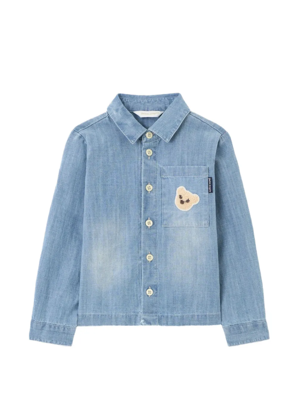 Palm Angels Kids bear-patch shirt - Blu