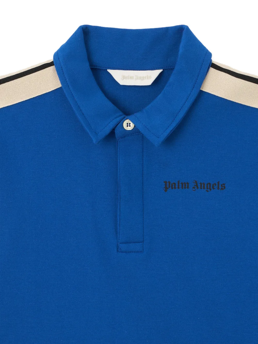 Palm Angels Kids Poloshirt met logoprint en streep aan de zijkant Blauw