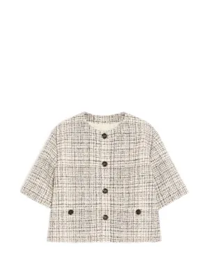 VALENTINO ヴァレンティノ チェック柄 ツイード/ファー ジャケット スカート セットアップ 4 ブラウン T2602-k157 チェック柄ジャケット×インパン付きミニスカートセットアップ[ta307