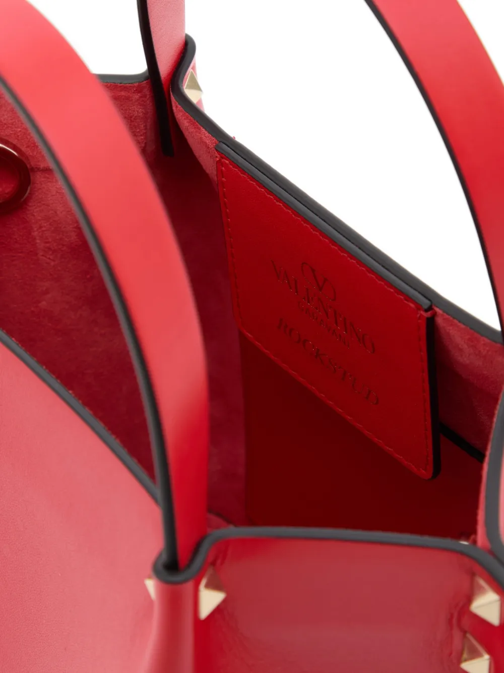 Valentino Garavani Rockstud kleine kalfsleren shopper Rood