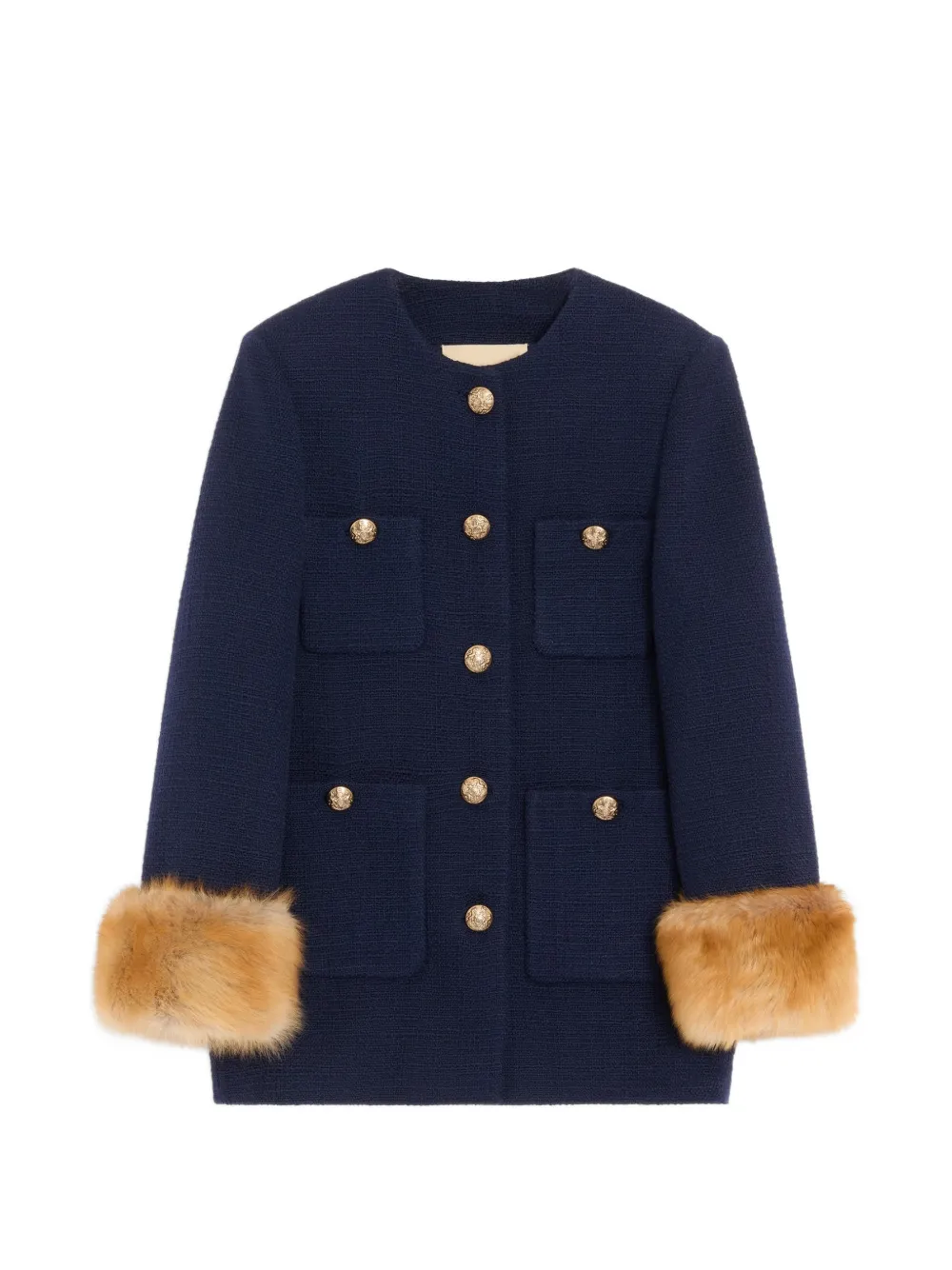 Valentino Garavani caban in plain wool tweed - Blue
