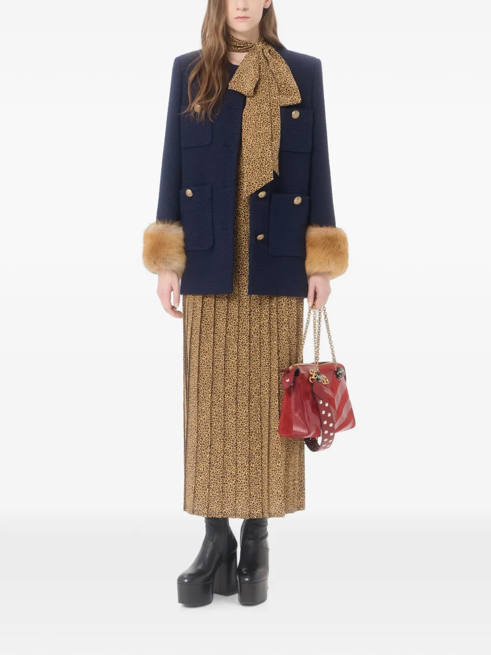 Valentino Garavani Wollen tweed jas Blauw