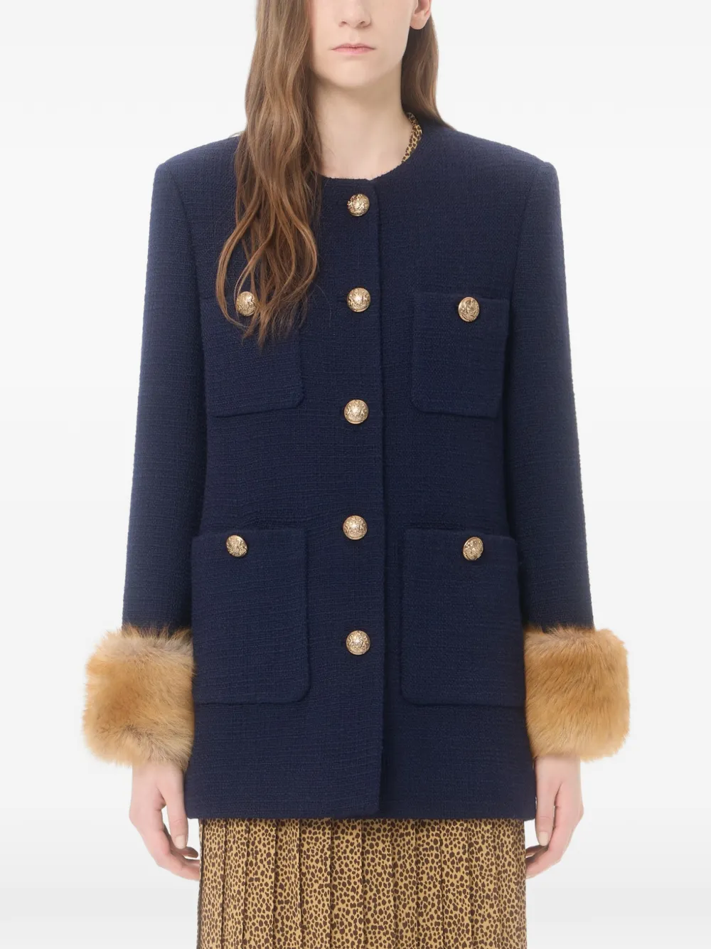 Valentino Garavani Wollen tweed jas Blauw