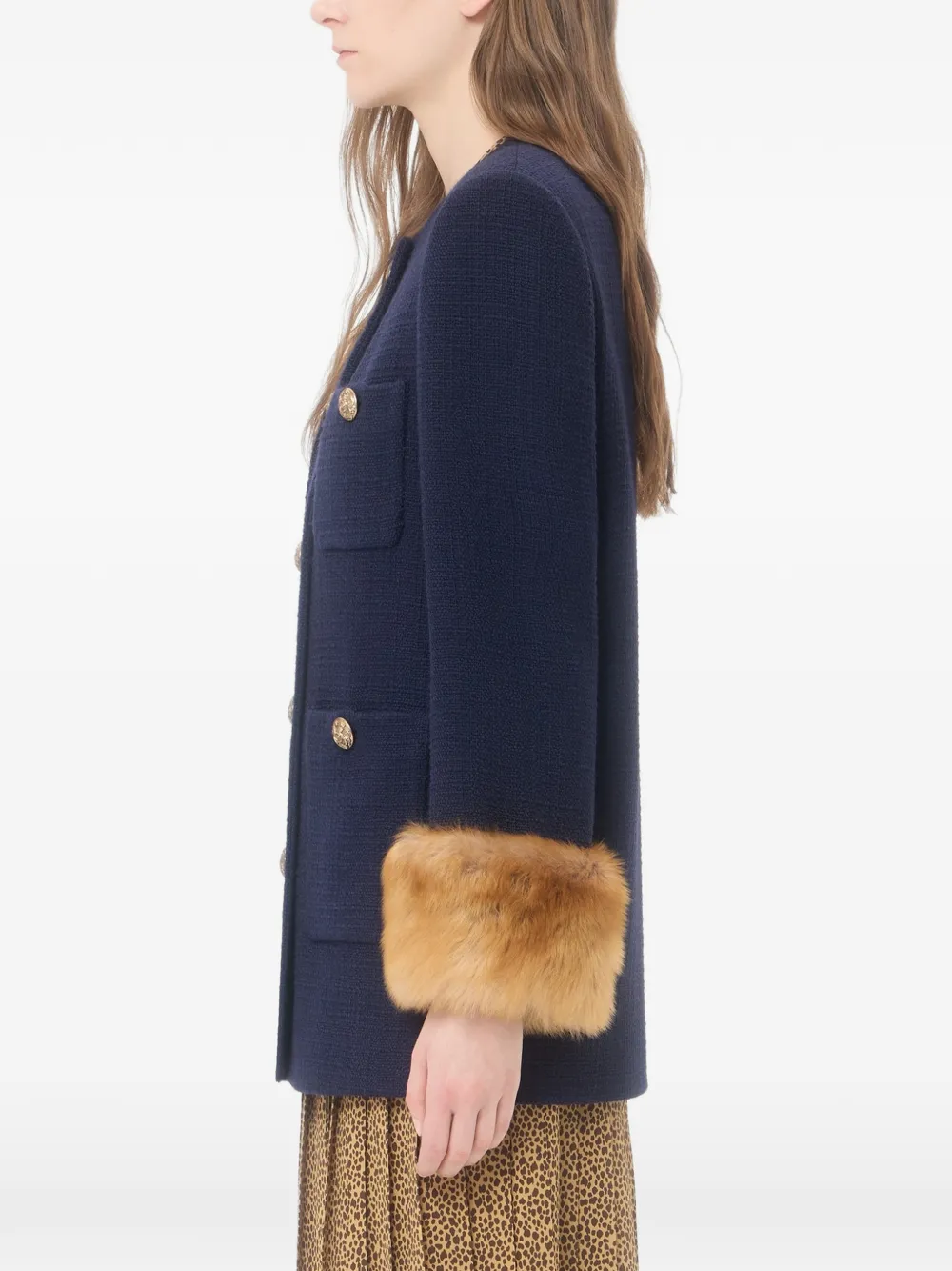 Valentino Garavani Wollen tweed jas Blauw