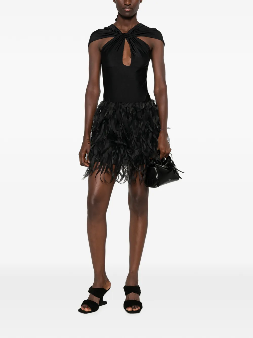 Viktor & Rolf Mini-rok met veren-effect Zwart