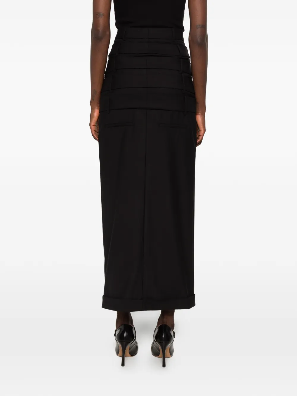 Viktor & Rolf Gelaagde maxi-rok met knopen Zwart