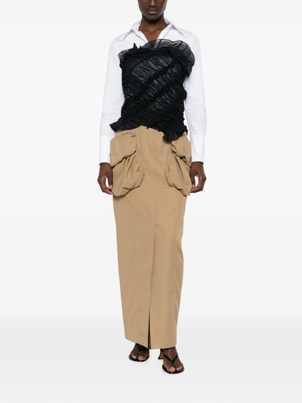 Viktor & Rolf Maxi-rok met geplooide zak Beige