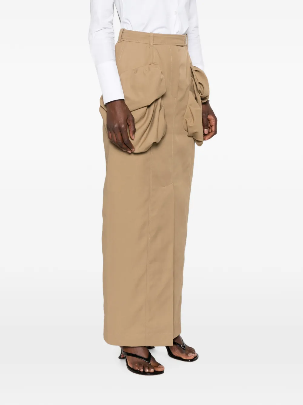 Viktor & Rolf Maxi-rok met geplooide zak Beige