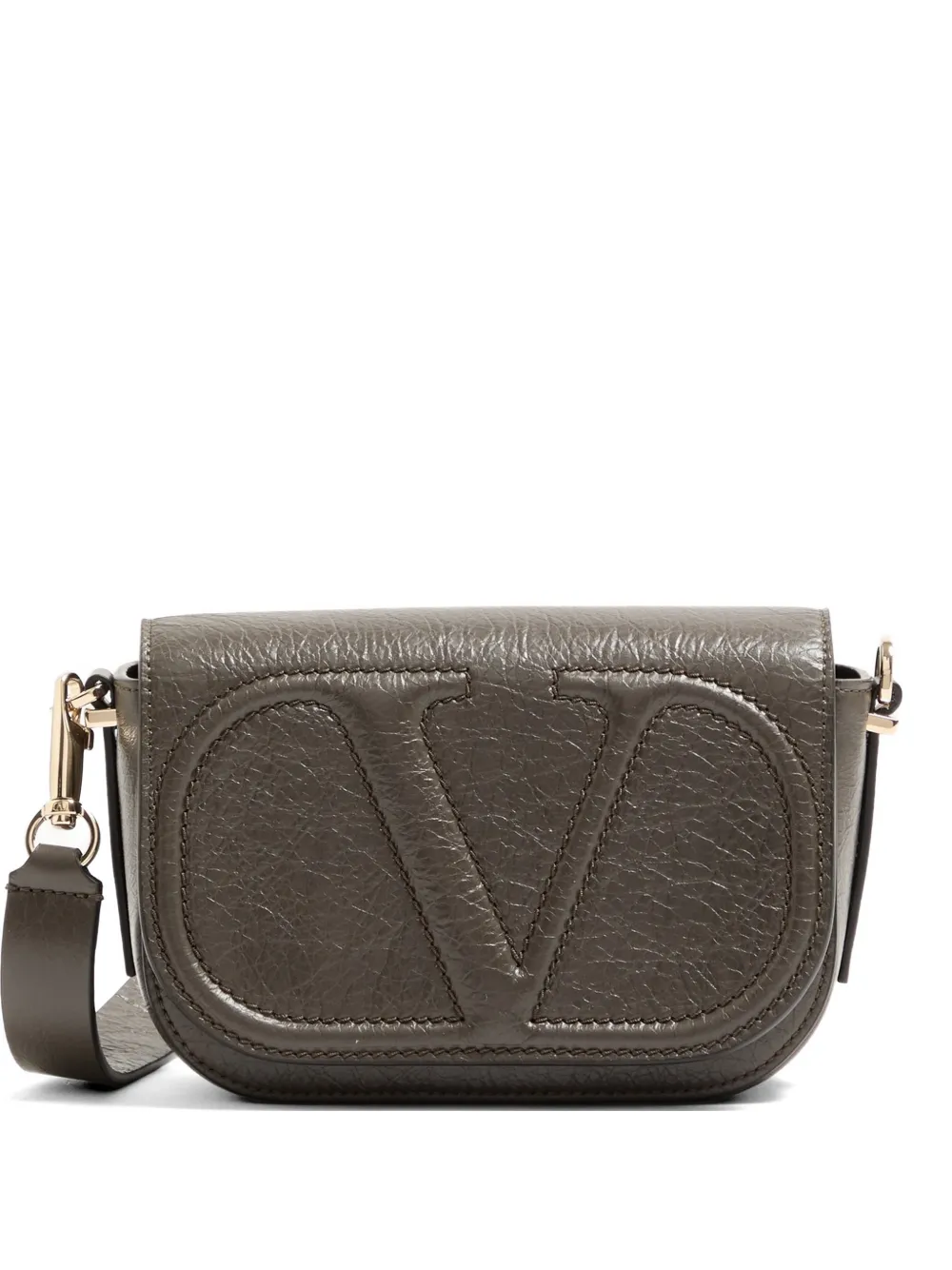 Valentino Garavani Borsa a spalla VLogo Walk piccola in nappa - Verde