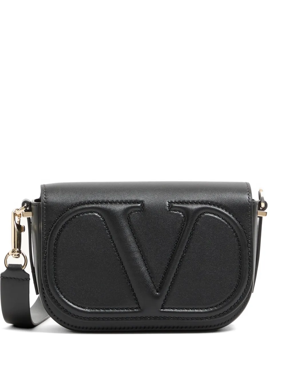 Valentino Garavani Borsa a spalla VLogo Walk piccola in pelle di vitello - Nero