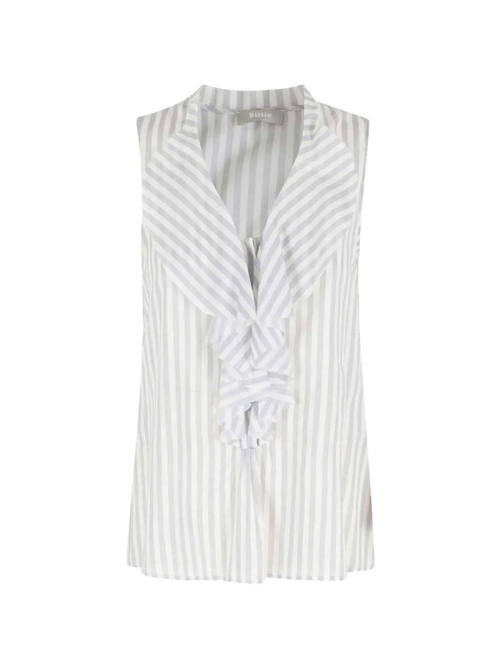 Kiltie stripe-pattern ruffled top - Bianco