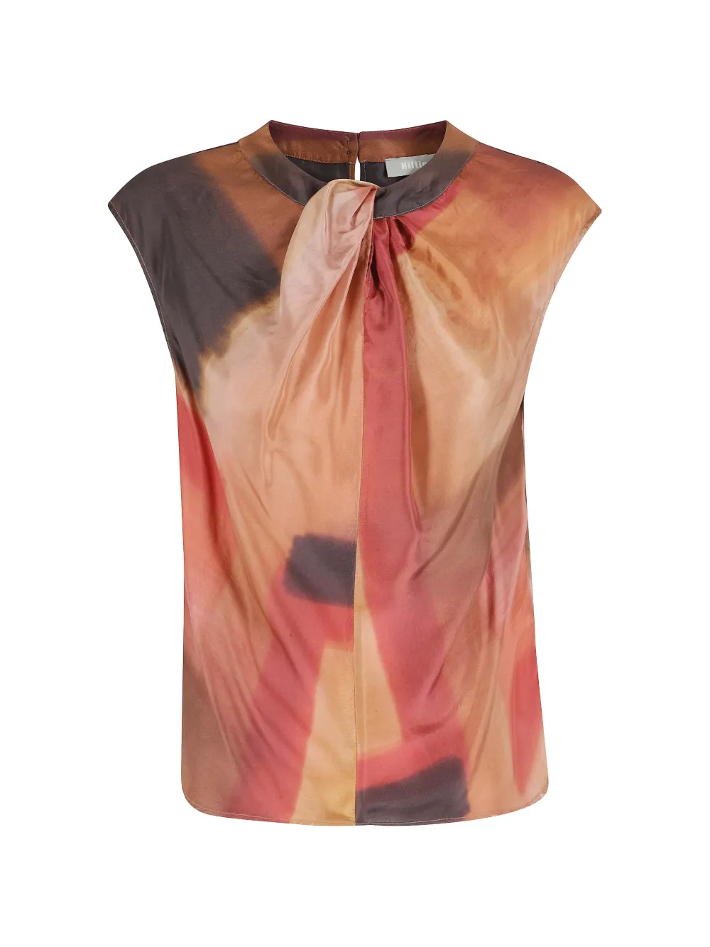 Kiltie abstract-print gathered blouse - Marrone
