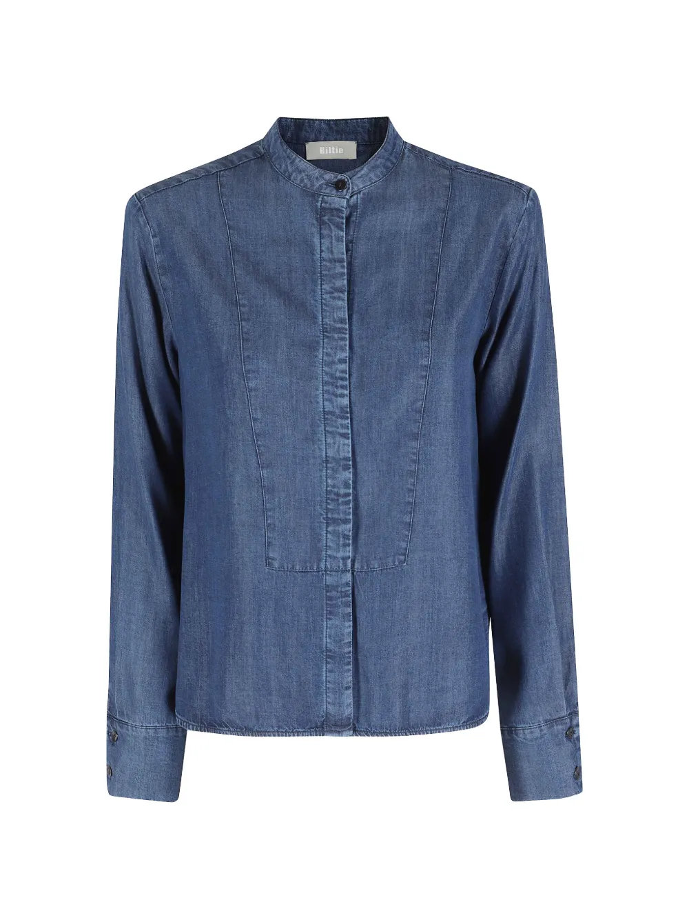 Kiltie band-collar denim shirt - Blu