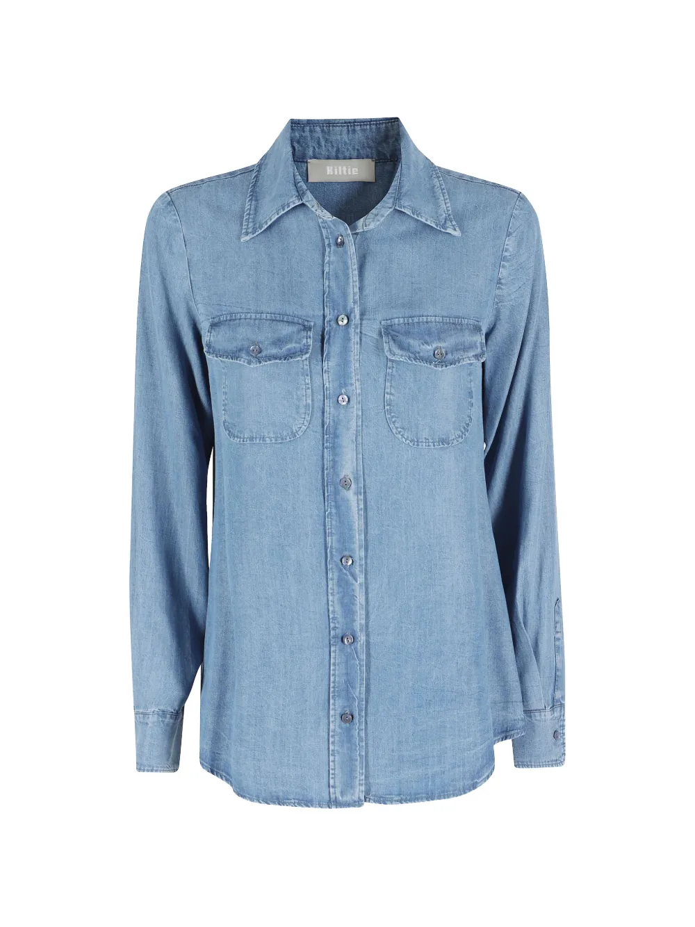 Kiltie flap-pocket denim shirt - Blu