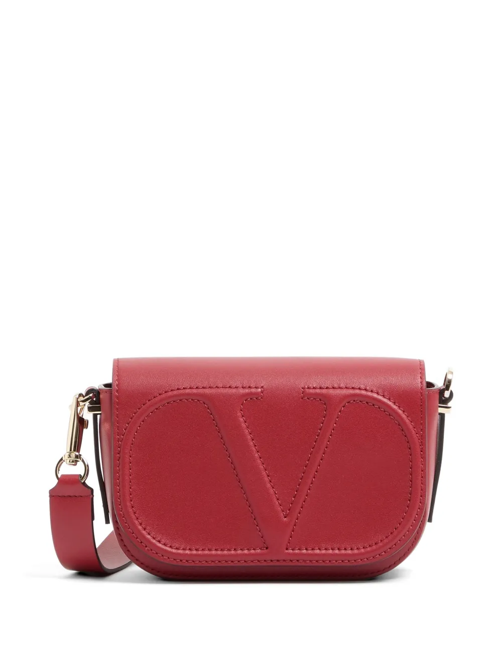 Valentino Garavani Borsa a spalla VLogo Walk piccola in pelle di vitello - Rosso