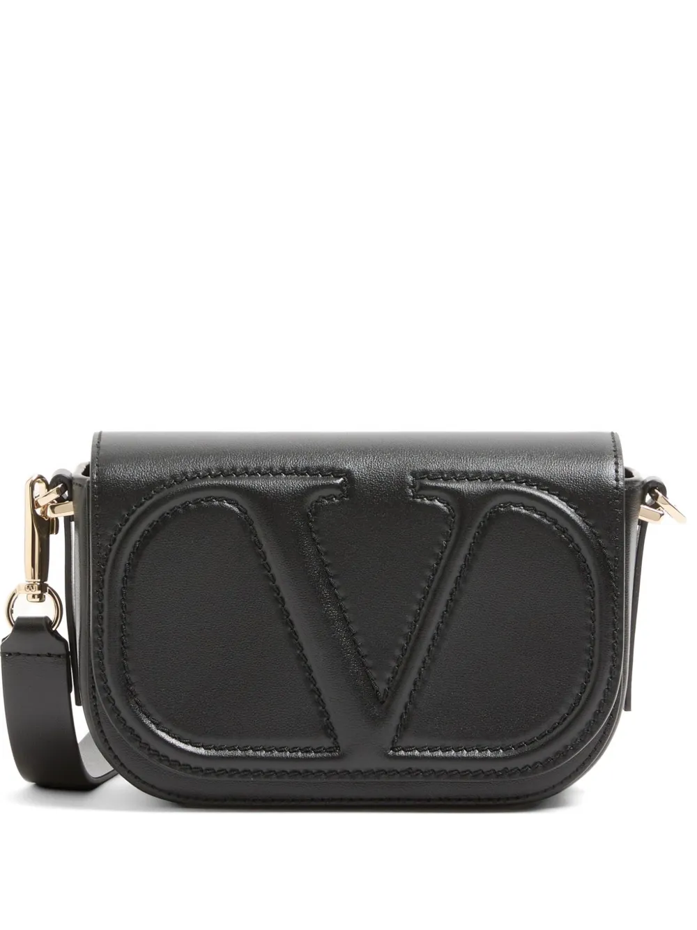 Valentino Garavani VLogo Walk small calfskin crossbody bag - Nero