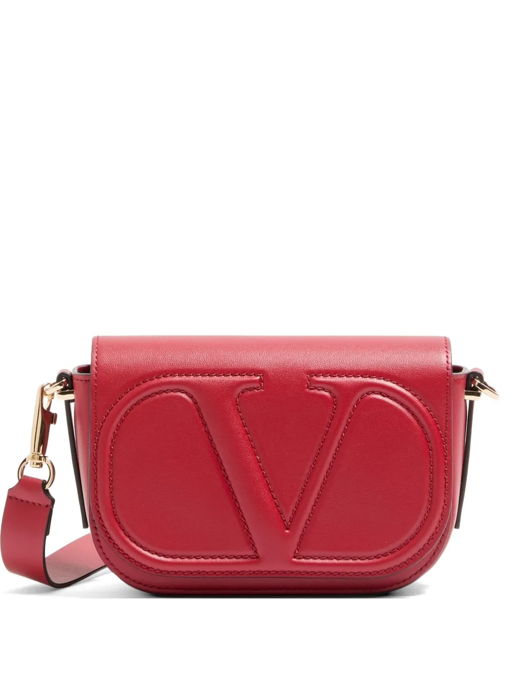 Valentino Garavani Borsa a tracolla VLogo Walk piccola in pelle di vitello - Rosso