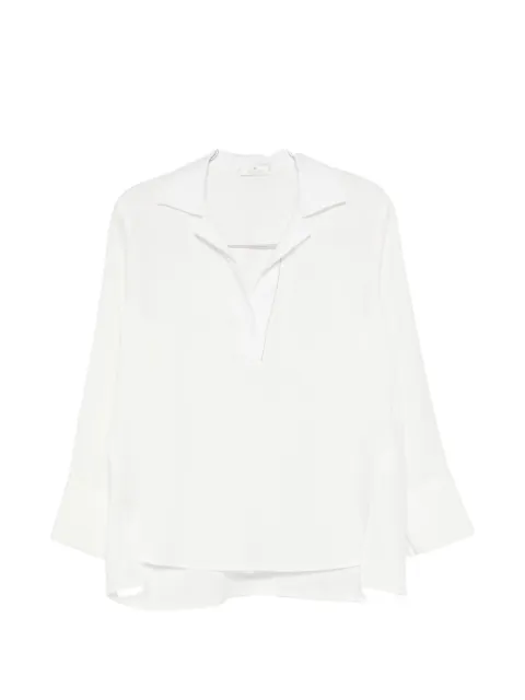 PANICALE side-slit V-neck blouse