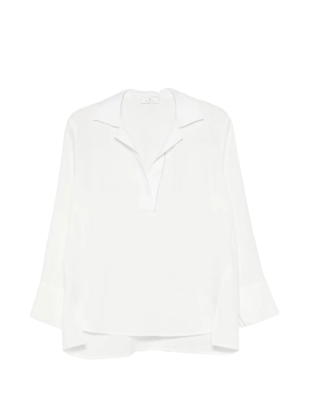 PANICALE side-slit V-neck blouse - Bianco
