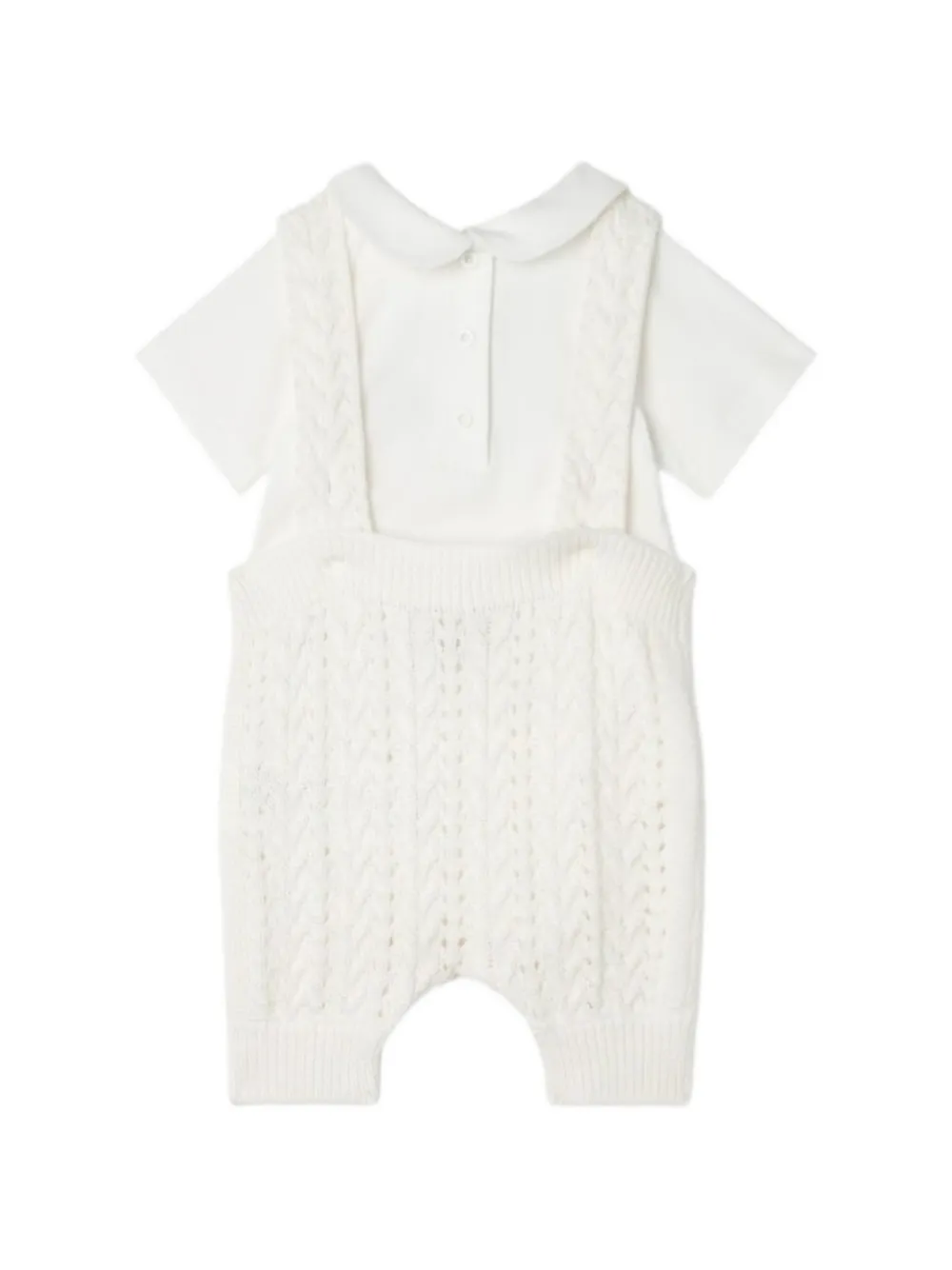 Fendi Kids Kabelgebreide body en tuinbroek set met geborduurd logo (set van twee) Beige