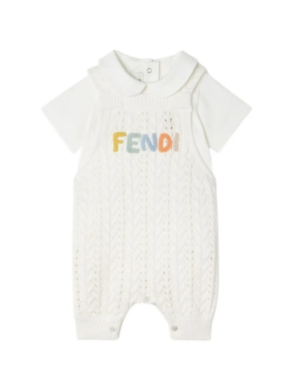 Fendi Kids logo-embroidered romper - Nude