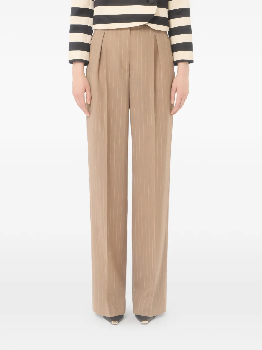 Valentino Garavani Pantalon met krijtstreep Beige