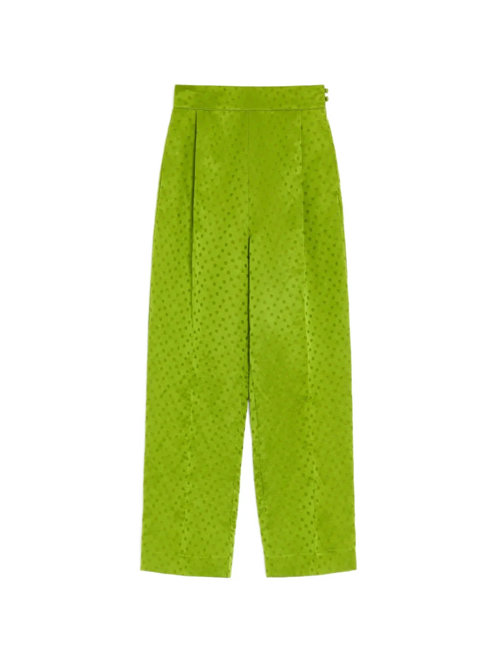 Valentino Garavani Pantaloni in lino e seta in jacquard con motivo Plus-de-Pois medio - Verde