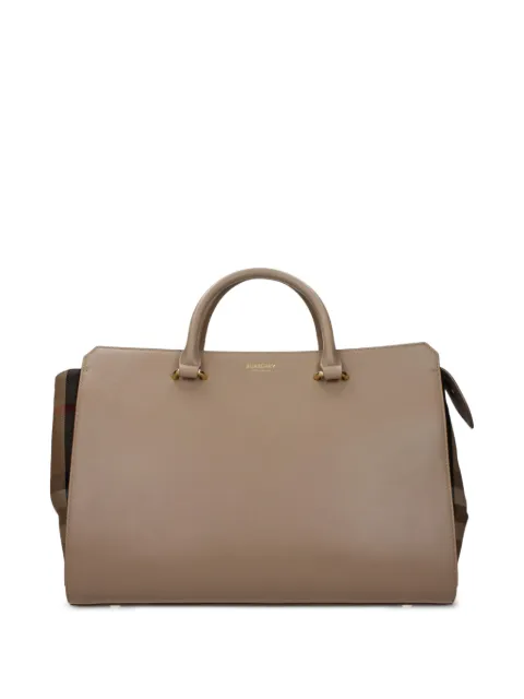 Burberry Banner check-panel leather tote bag