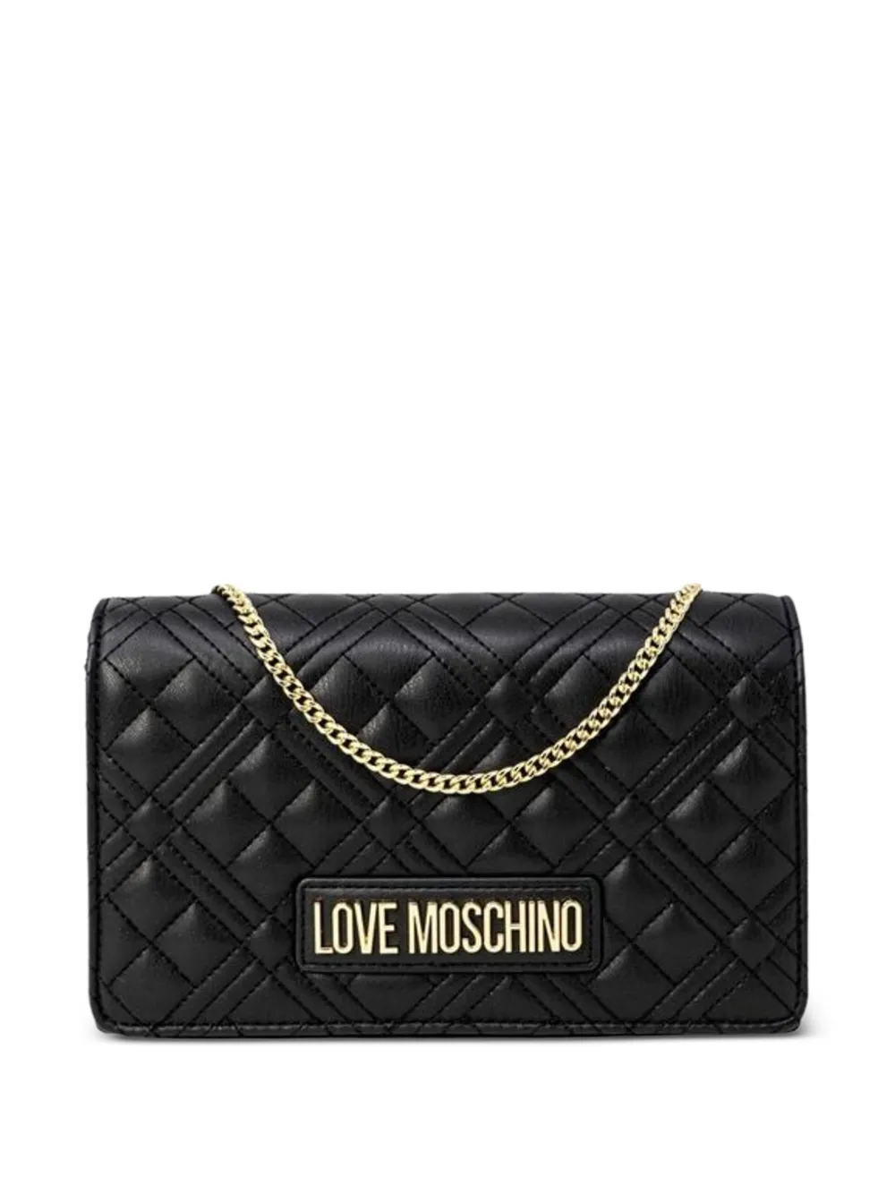 Love Moschino quilted logo-plaque cross body bag - Nero