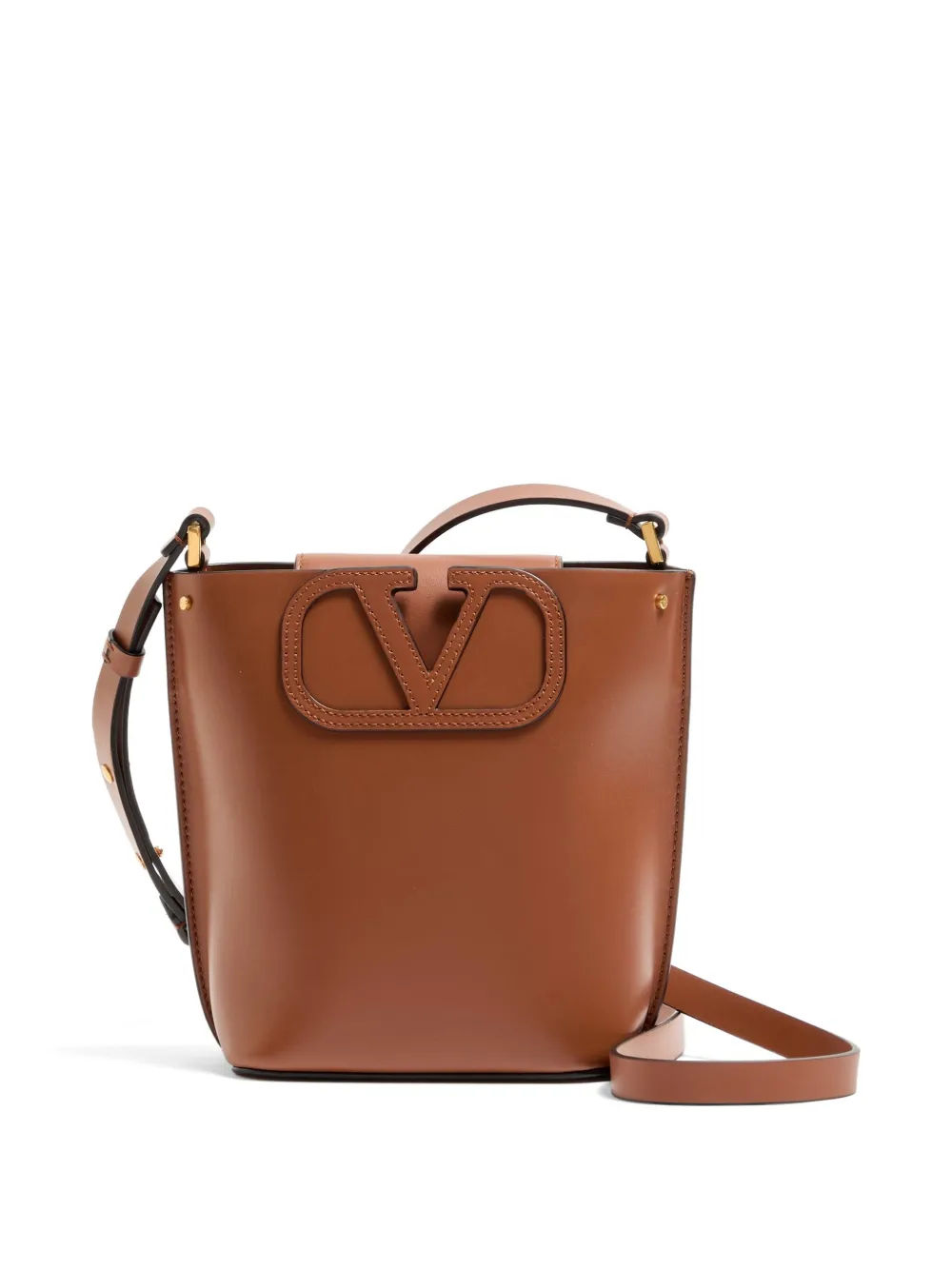 Valentino Garavani Borsa a secchiello Fill Me piccola in pelle di vitello - Marrone