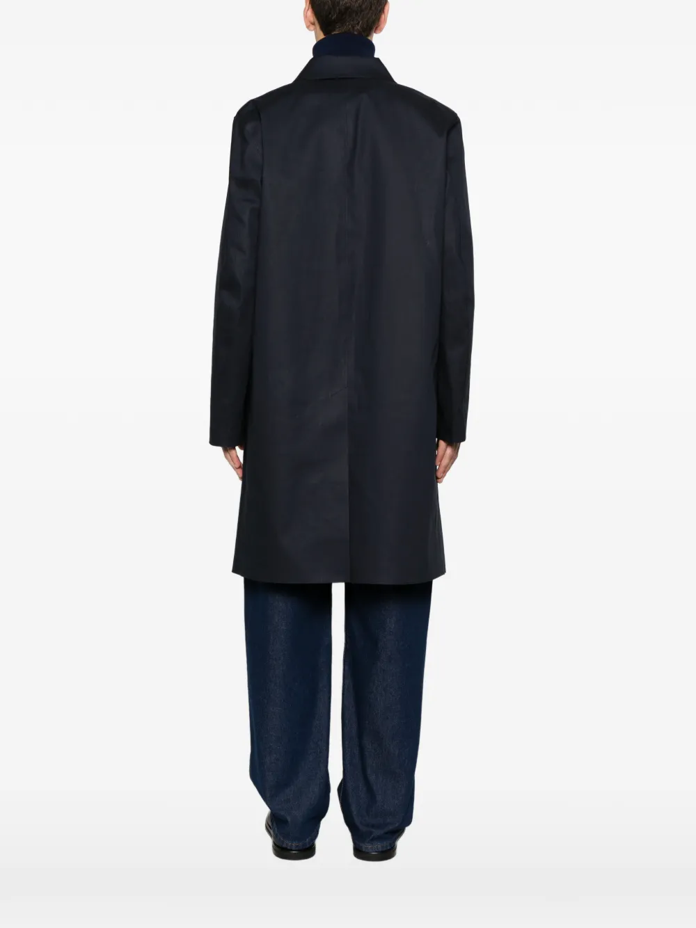 Mackintosh Dunkeld jas met verborgen sluiting en kraag Blauw