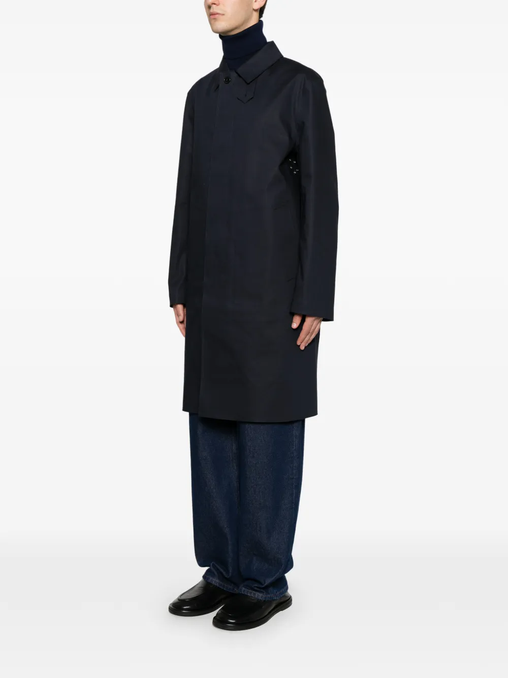 Mackintosh Dunkeld jas met verborgen sluiting en kraag Blauw
