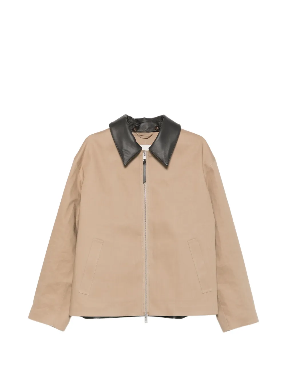 Mackintosh Birgham leather-collar zip-up jacket - Toni neutri