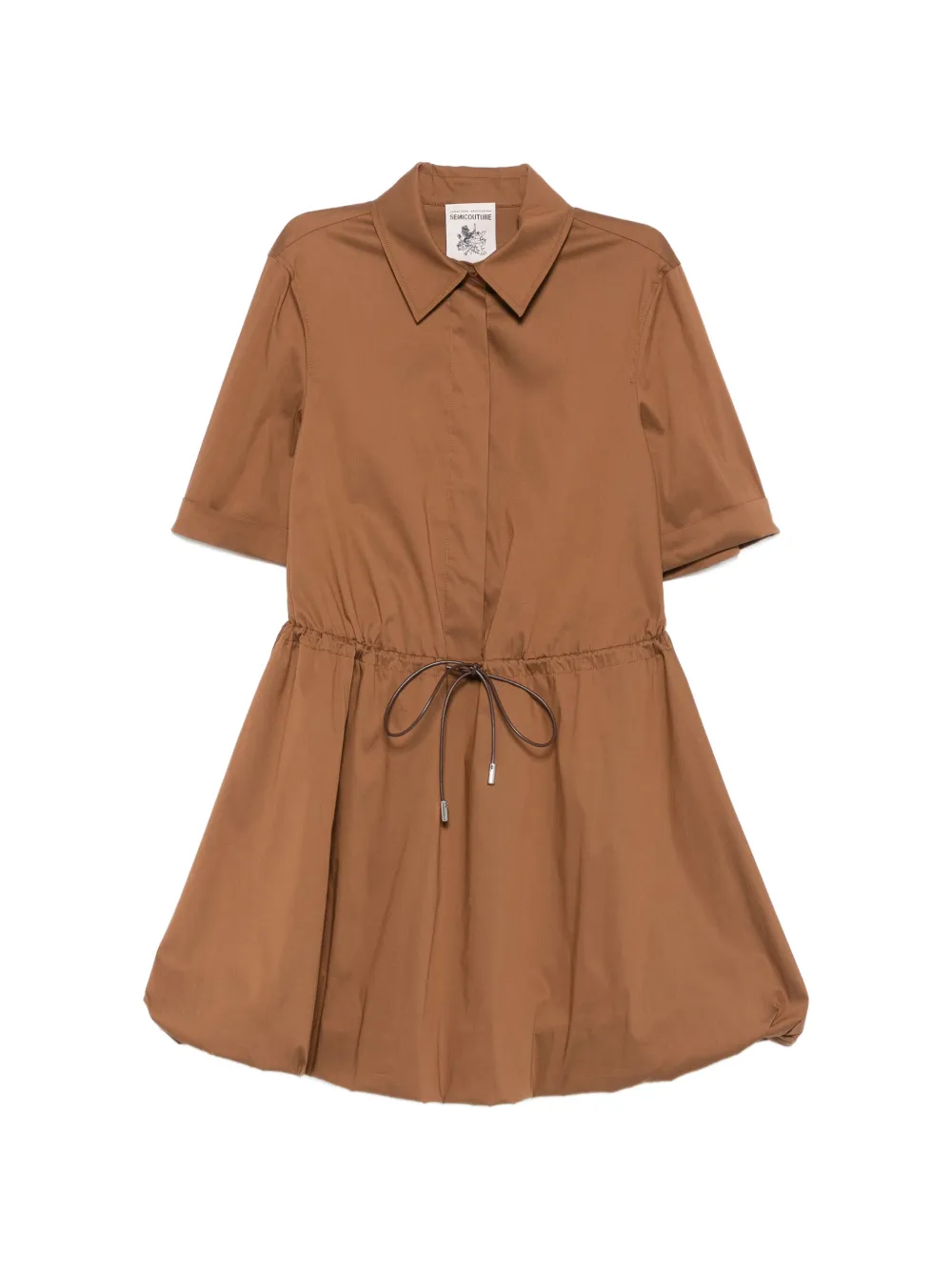 Semicouture Matilda drawstring-waist bubble-hem mini dress - Marrone